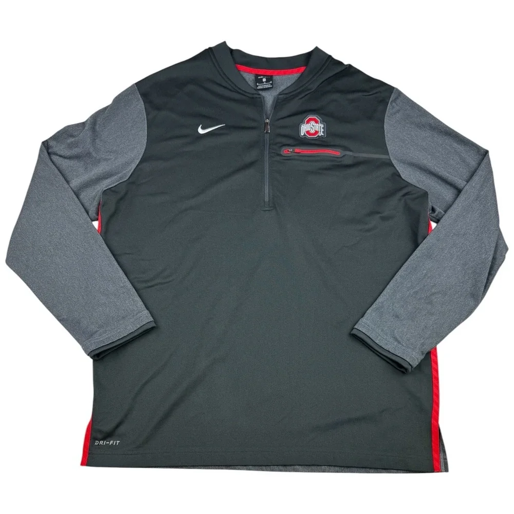 Nike Ohio State Buckeyes Dri-FIT Quarter Zip Pullover Mens XL Charcoal Grey NWT